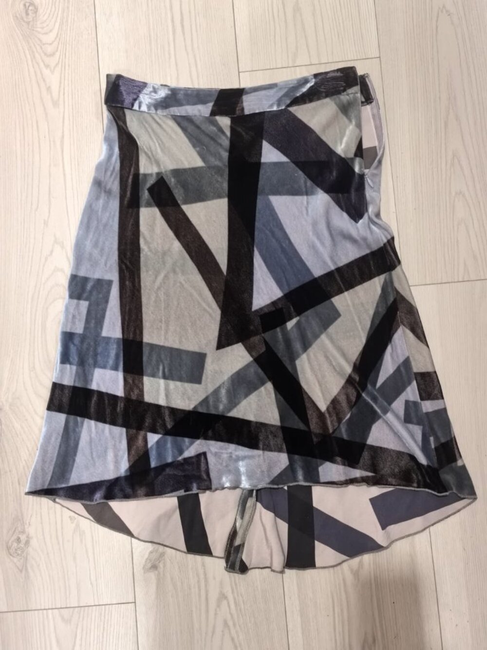 Vintage Kenneth Cole NY Silk Blend Velvet Geometric Midi Skirt Asymmetrical - Si